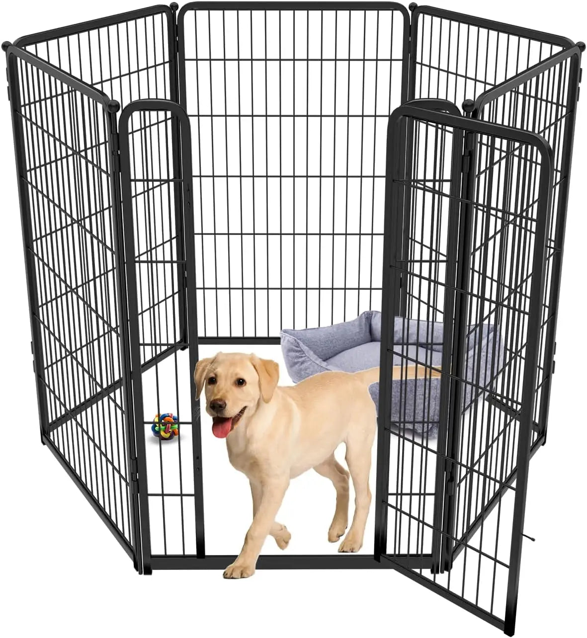 Dog Playpen Designed for Indoor Use, 40" Height for Large Dogs, Black Patented, Heavy Duty Metal Portable Dog Pens Fences