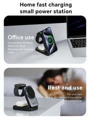 Foldable 3 In 1 Magnetic Wireless Charger Stand For Magsafe iPhone 16 15 14 13 Apple Watch 2-8 Airpods Pro Fast Charging Station