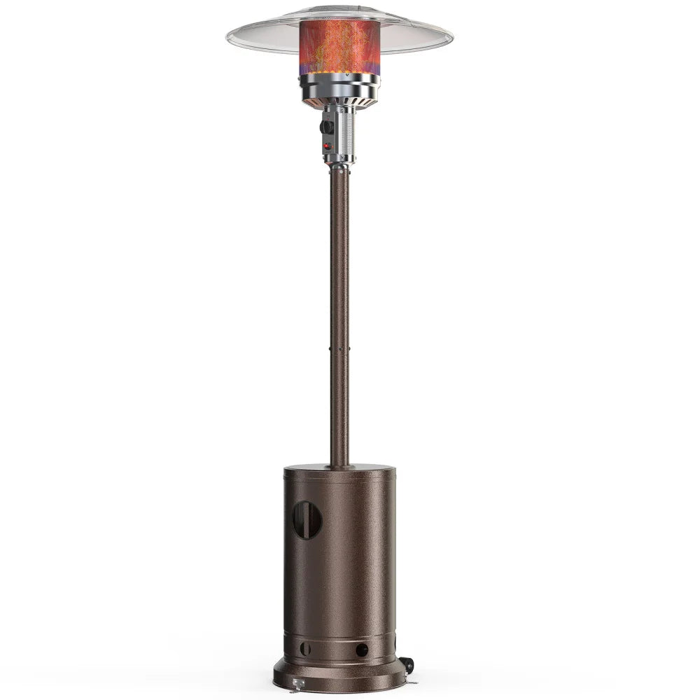 Double-Layer Stainless Steel Burner and Safety Protection System, Outdoor Patio Heater with Wheels for Home Use in Backyard