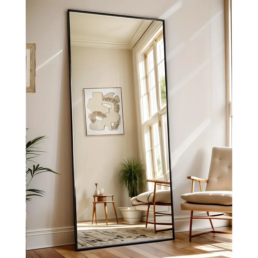 Full Length Mirror, Nano Glass Floor Mirror, Standing Rectangle Floor Mirrors Body Dressing Wall-Mounted Mirror for Living Room