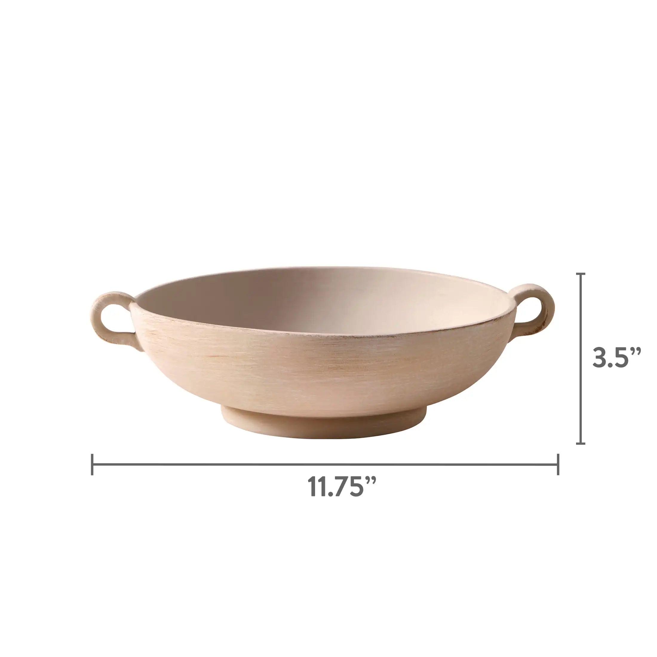 9.75" Ceramic Low Stone Distressed Bowl Taupe 12" X 9.75" X 3.37" Ceramic Decorative Bowl Indoor Use Only