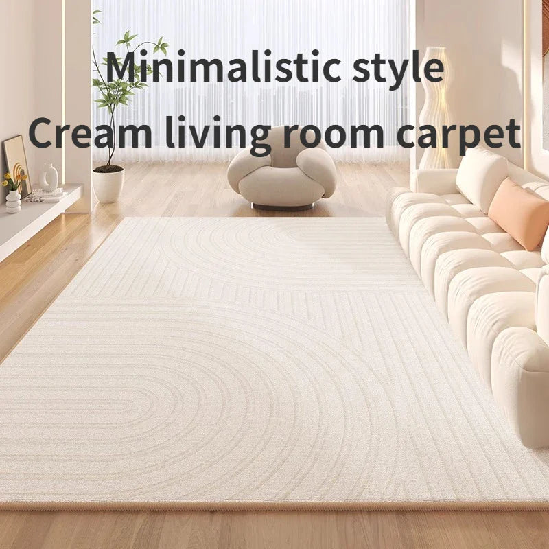 Minimalist Beige Striped Carpet Luxury Huge Large Living Room Decoration Carpets Comfortable Easy Clean Bedside Bedroom Rugs 양탄자