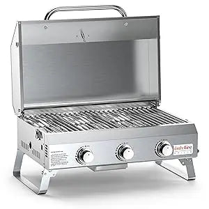 Onlyfire Tabletop Gas Grill 3 Burners, 24" Stainless Steel Portable Propane Grill with Foldable Legs 2024 HOT