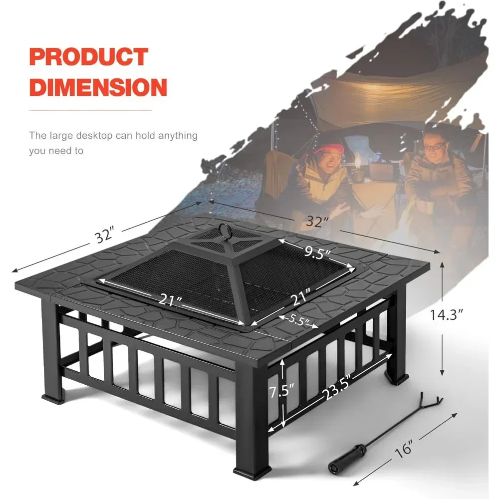 Fire Pit Outdoor Firepit Table Metal Fireplaces for Outside Patio