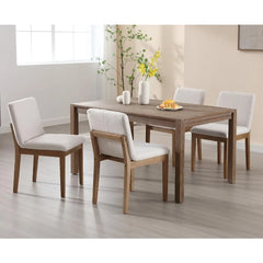 Dining Chairs Elegant Kitchen Chairs Linen Fabric Armless Wood Chairs Upholstered for Dining Room Living Room, Set of 4, Beige