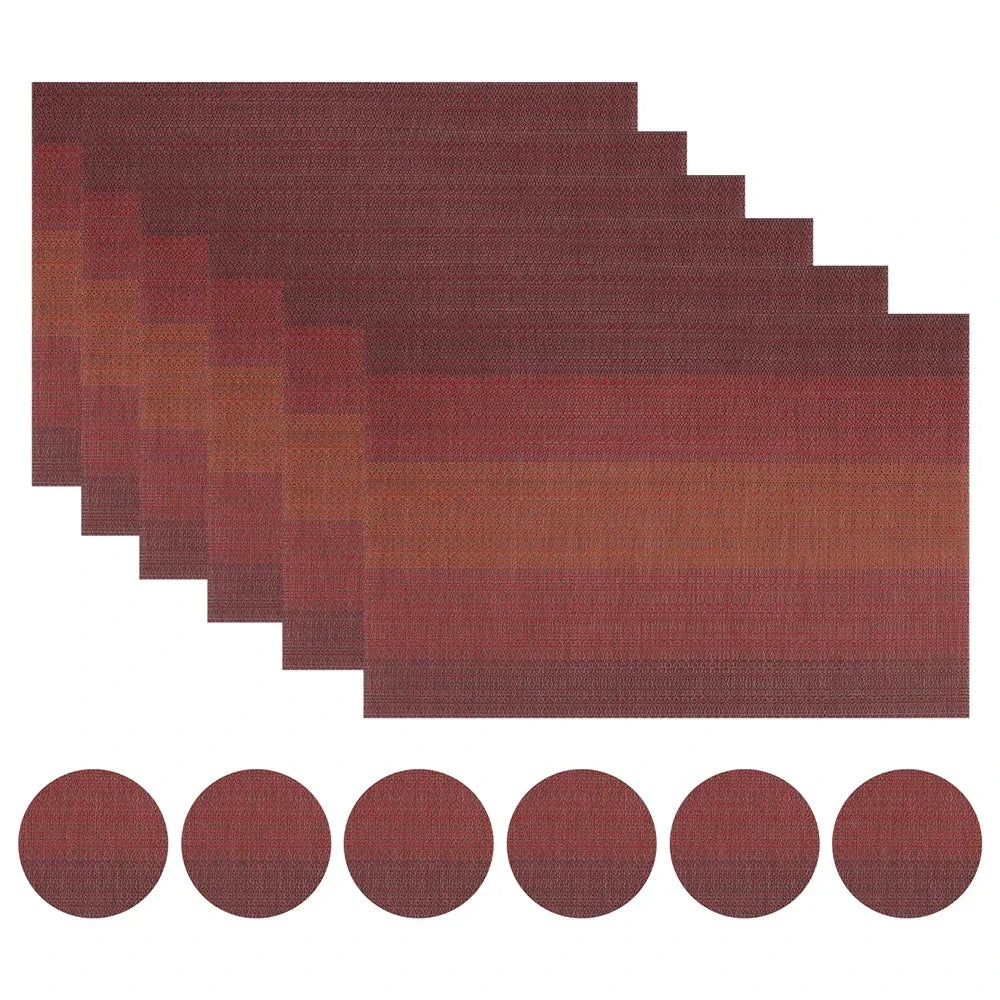 Woven Vinyl Placemats Set Place Mats Crossweave Non-Slip Washable Table Mats for Dining Table Kitchen Reataurant Decor Coasters