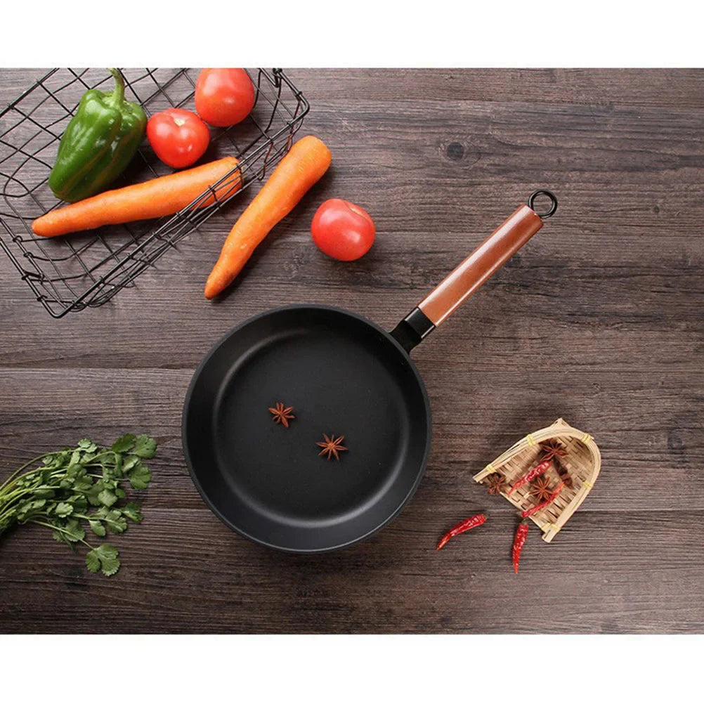 Pan Iron Flat Skillet Crepe Omelette Wooden Bamboo Pancake Cooking Home Non-Stick Frying Pans