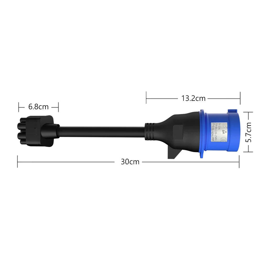 For Tesla model 3 pin Blue CEE Adapter Tesla model X S Y Gen 2 Ev Charger Extension Cord Connector 240V Outlet at 32A 10 in