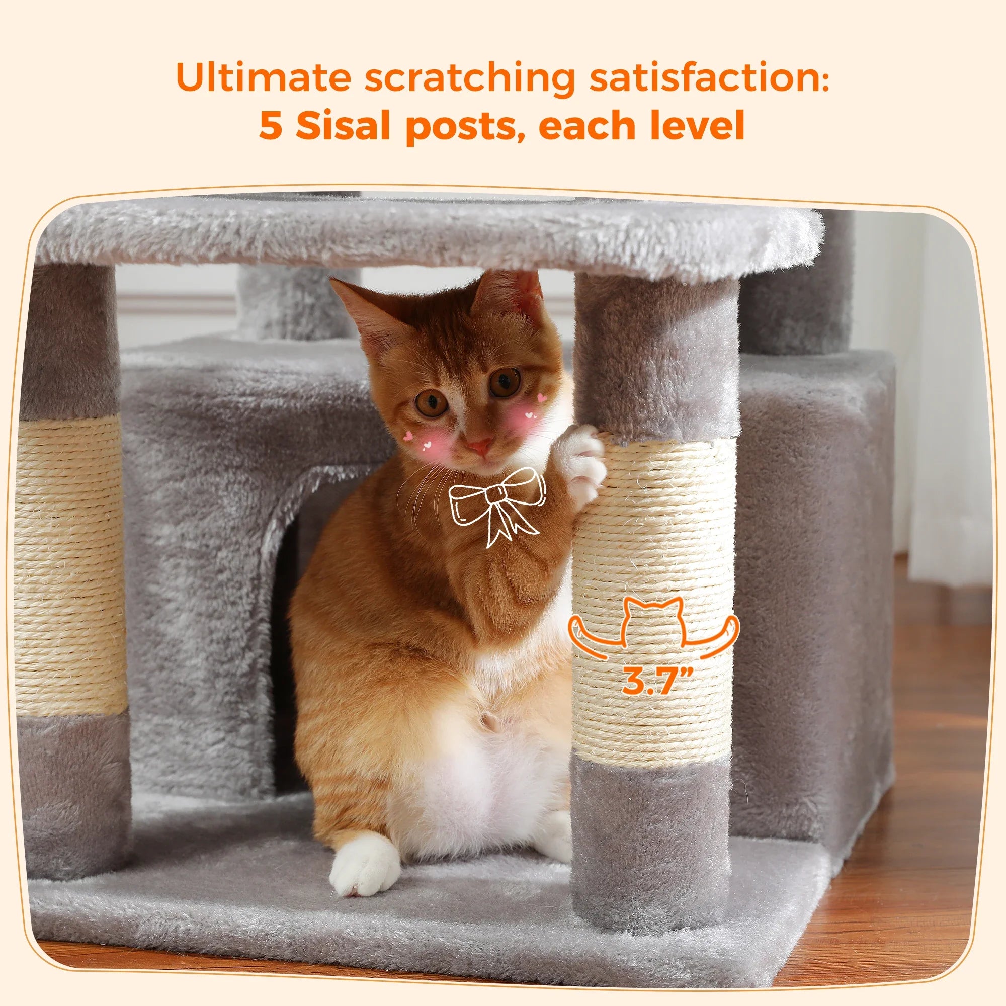 184cm Large Cat Tree and Tower for Indoor Cats With Sisal-Covered Scratching Posts Spacious Hammock Padded Perches and Condos