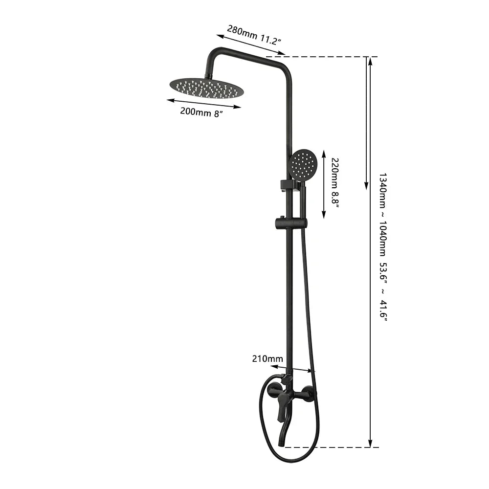 KEMAIDI Matte Black Shower Set Wall Mounted Rainfall Shower Head 3 Way Mixer Adjustable Bathroom Shower Faucet Bathtub Tap