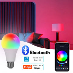 15W E27 RGB LED Light Bulb Bluetooth 4.0 Tuya Smart Color Change Dimmable Home Hotel Bar Bedroom Decor