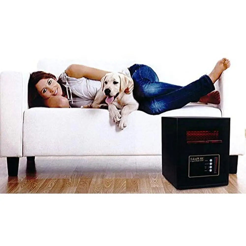 Portable Electric Space Heater Infrared 1500W Energy Efficient Large Small Rooms Black