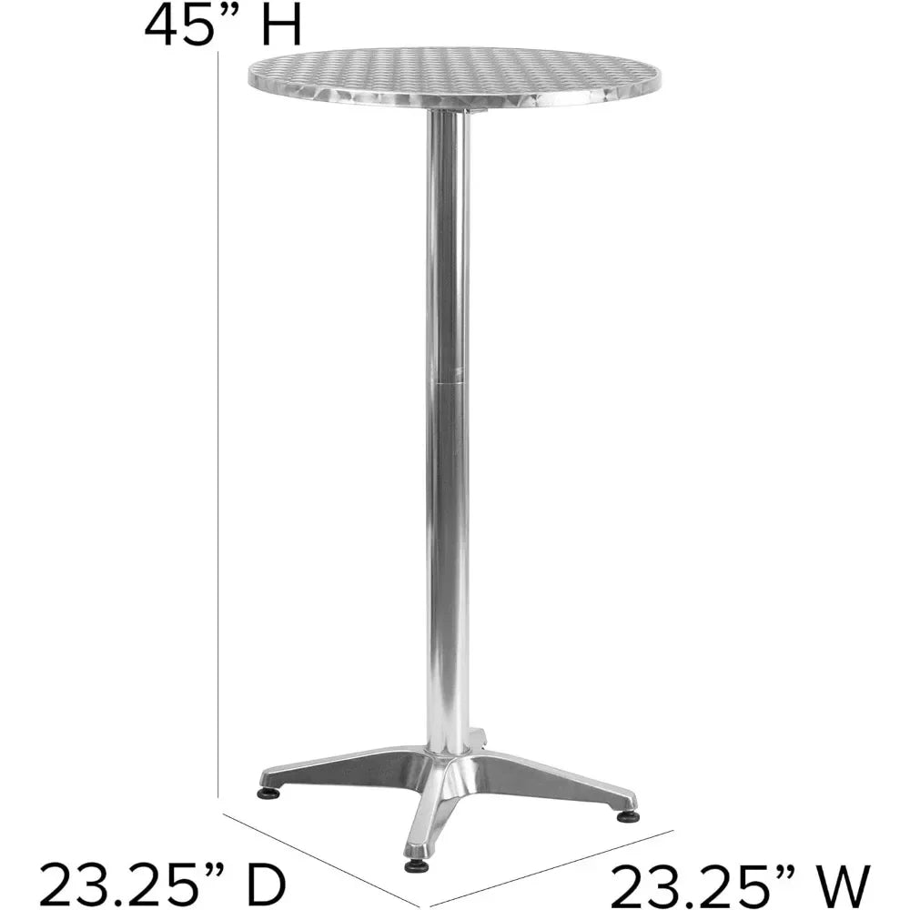 Furniture Mellie 23.25" Round Aluminum Indoor-Outdoor Bar Height Table with Flip-Up Table