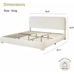 Bed Frame and Headboard, Upholstered Platform Bed Frame, Modern Style, Soft Rounded Corners, No Box Spring Required