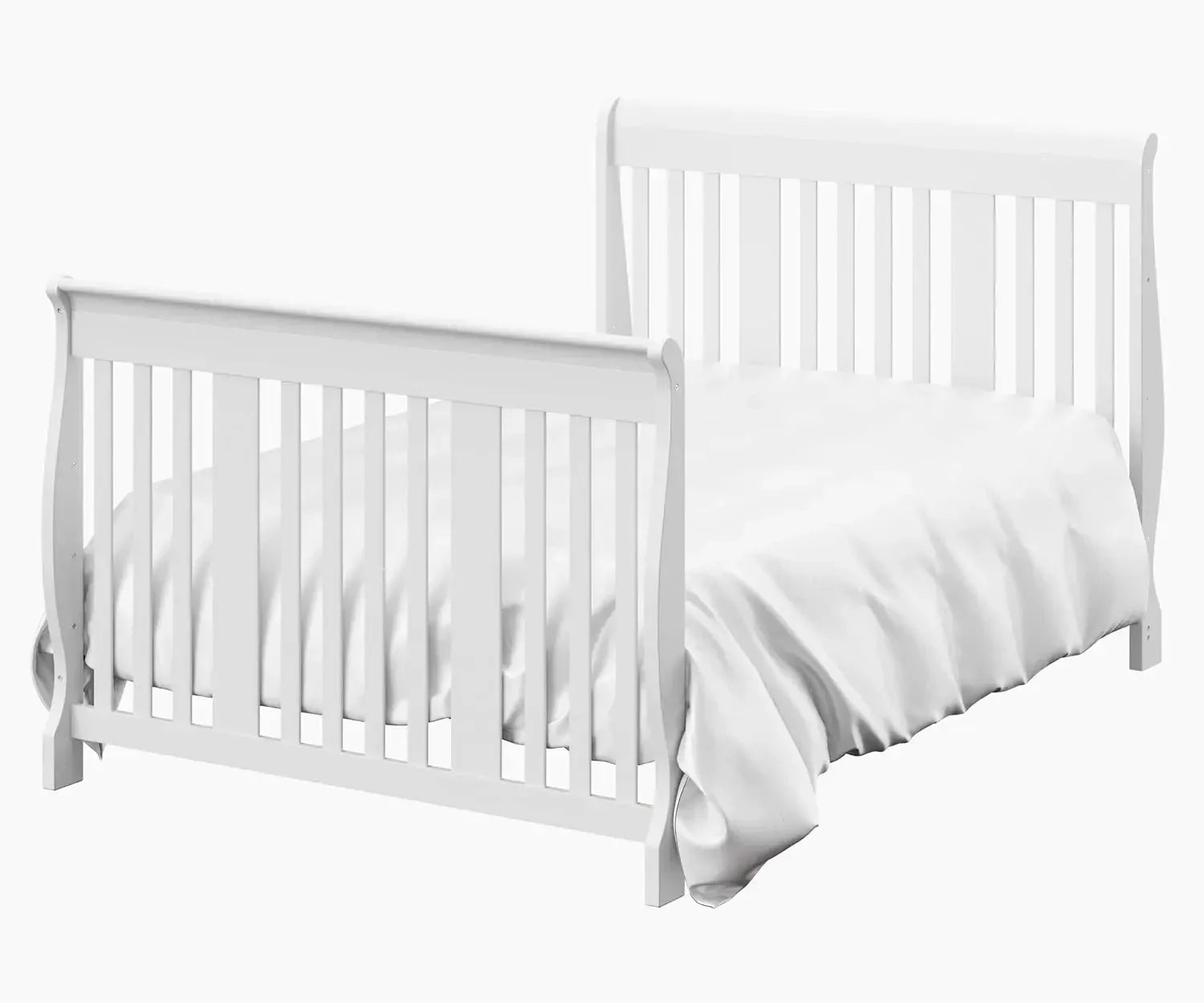 Storkcraft Portofino 5-in-1 Convertible Crib and Changer (White) – Changing-Table Combo with Drawer, Converts to Toddler Bed,