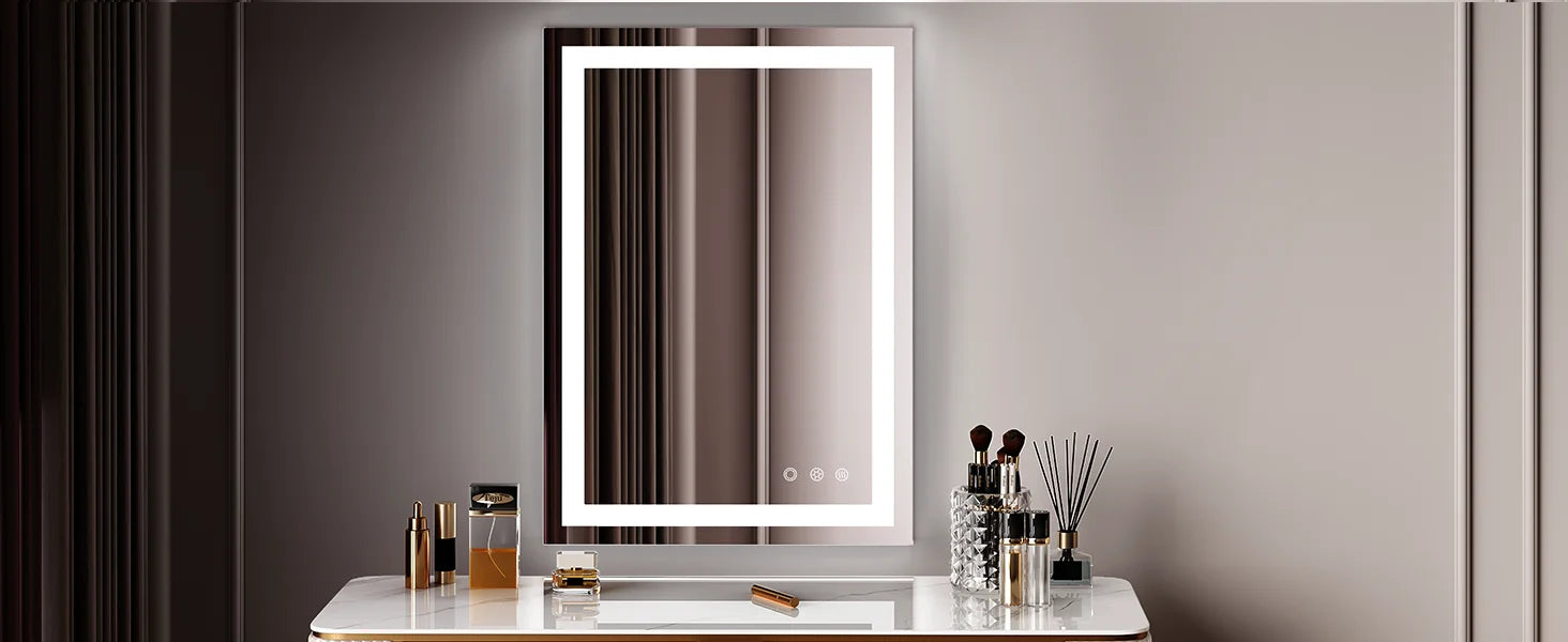 30x36 Inch LED Bathroom Mirror - Anti-Fog, Bathroom Mirror with LED Lights - 3 Color