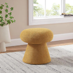 Comfort corner Round Footstool Ottoman, Mushroom Foot Rest Stool, Small Upholstered Boucle Footstool Ottoman for for Living Room