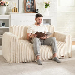 Bean Bag Chair for Adults, 29.5 Inches Tall,Large Fluffy Bean Bag Loveseat , with Armrests,Plush Comfort Chair,Bean Bag Loveseat