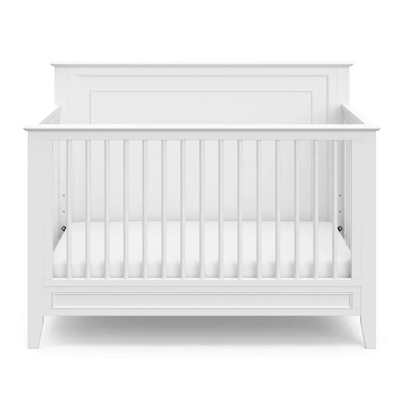 Solstice 5-In-1 Convertible Crib (White) – GREENGUARD Gold Certified, Converts to Toddler Bed and Full-Size Bed