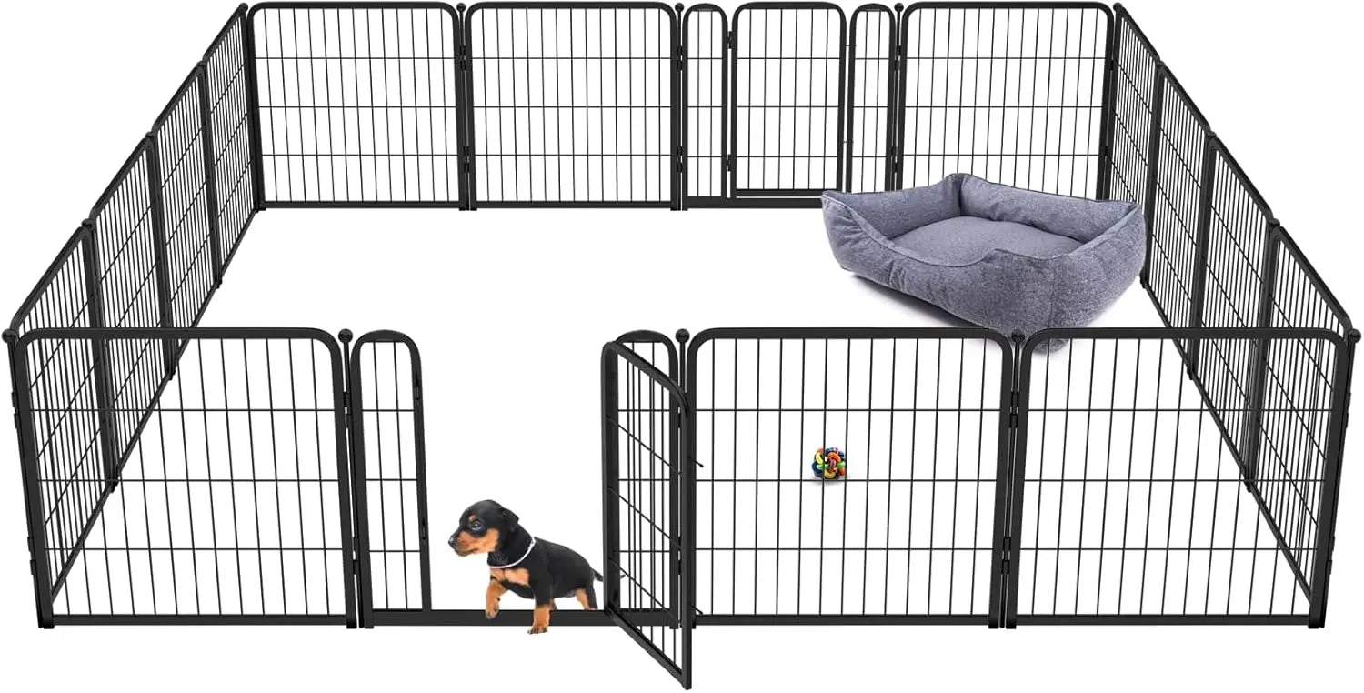 Dog Playpen Designed for Indoor Use, 40" Height for Large Dogs, Black Patented, Heavy Duty Metal Portable Dog Pens Fences