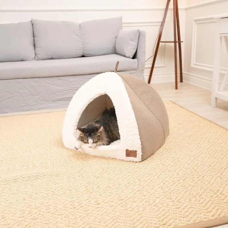 Cat Bed for Indoor Cats,Medium Large Cats Cave Bed,Machine Washable,Removable Cushion Cover,Small Dogs Tent Bed