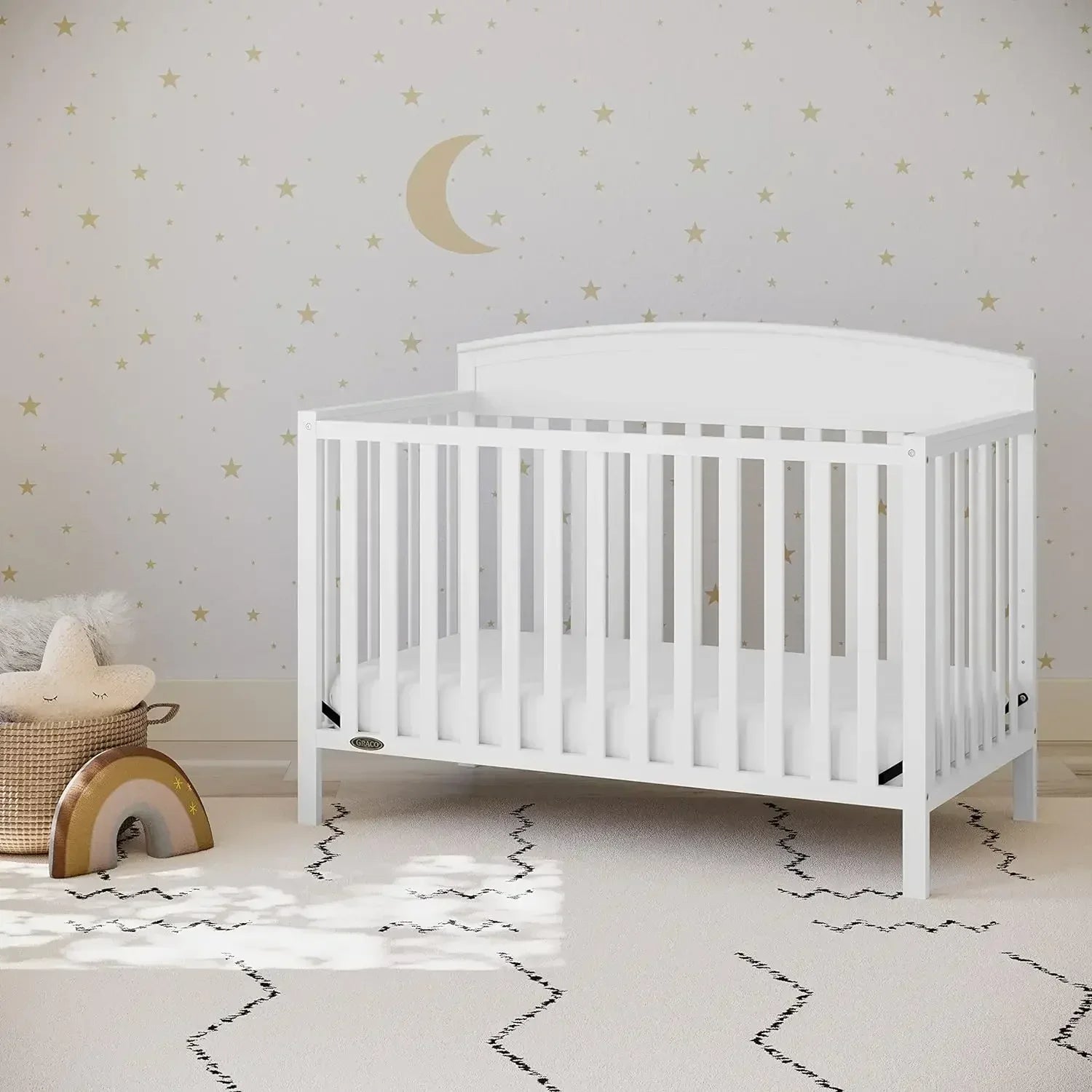 Benton 5-in-1 Convertible Crib (White) – GREENGUARD Gold Certified, Converts From Baby Crib To Toddler Bed