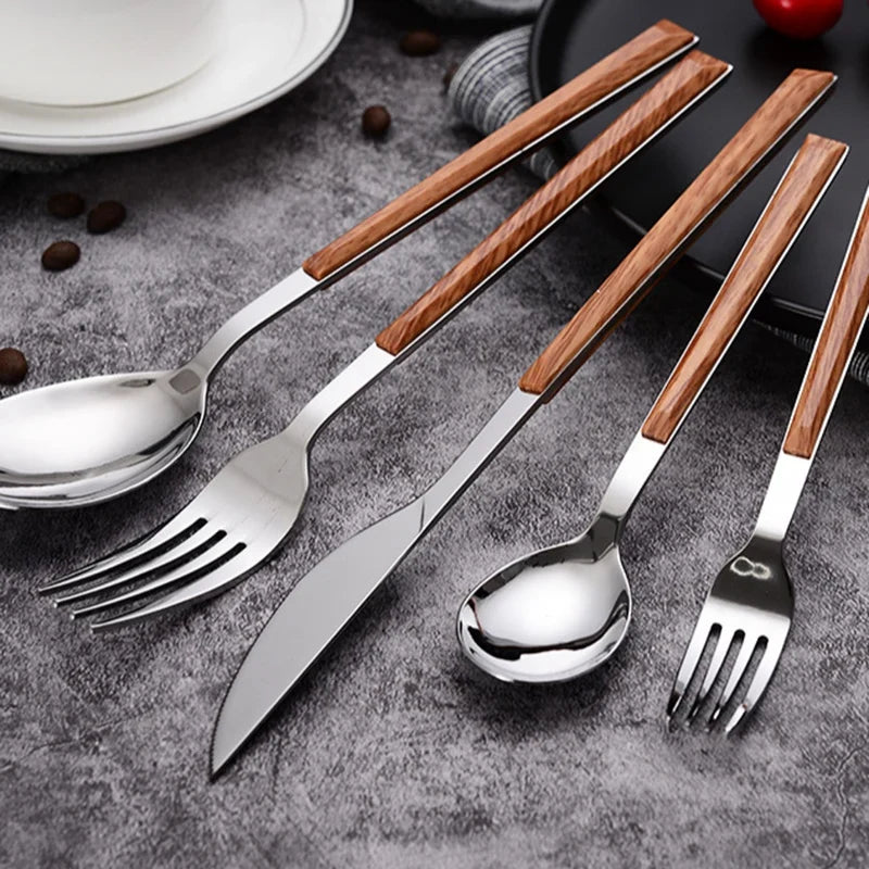 4PCS Marble Handle Tableware Set Stainless Steel Knife Fork and Spoon Set Home Kitchen for Dining Table Western Dinnerware Set