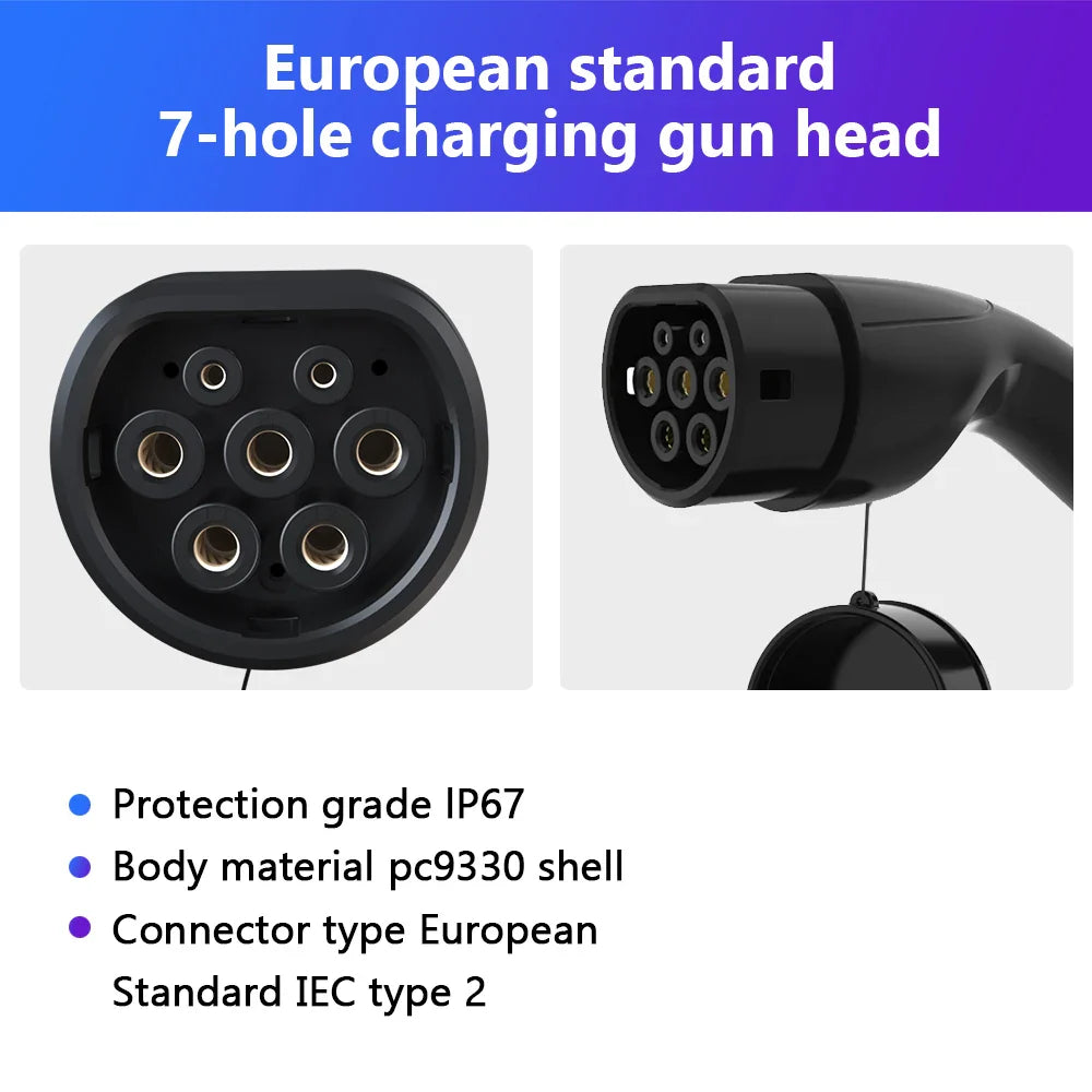 LONLINK Ev charger Type 2 charger 3.5M EV Electric Car Charger 16A 3.5 KW EU Plug Charger 80V-260V Electrical car devices type 2