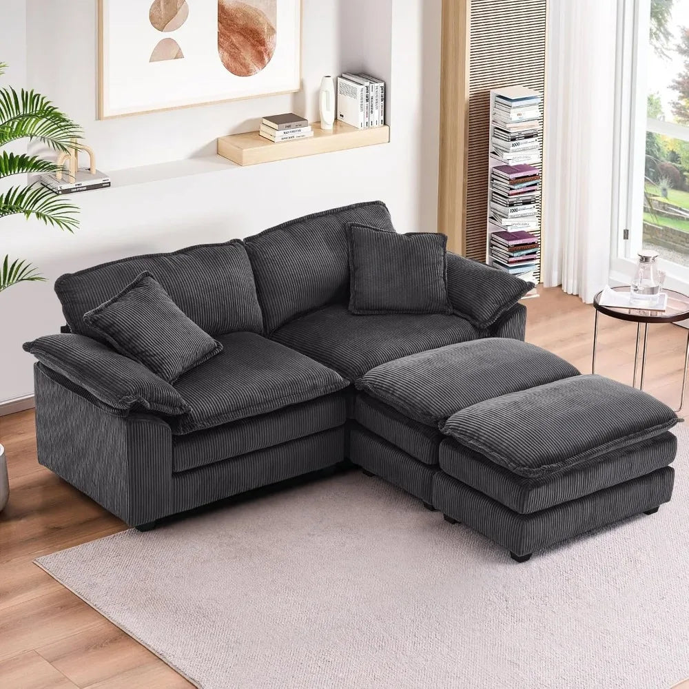 84.6" Sectional Sofa Couch for Living Room,Modern Upholstered Corduroy L Shaped Couch with Chaise,Comfy Deep Seat Loveseat Sofa