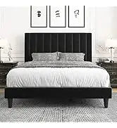 Allewie Queen Size Platform Bed Frame with Fabric Headboard and Wooden Slats Support,Fully Upholstered Mattress Foun