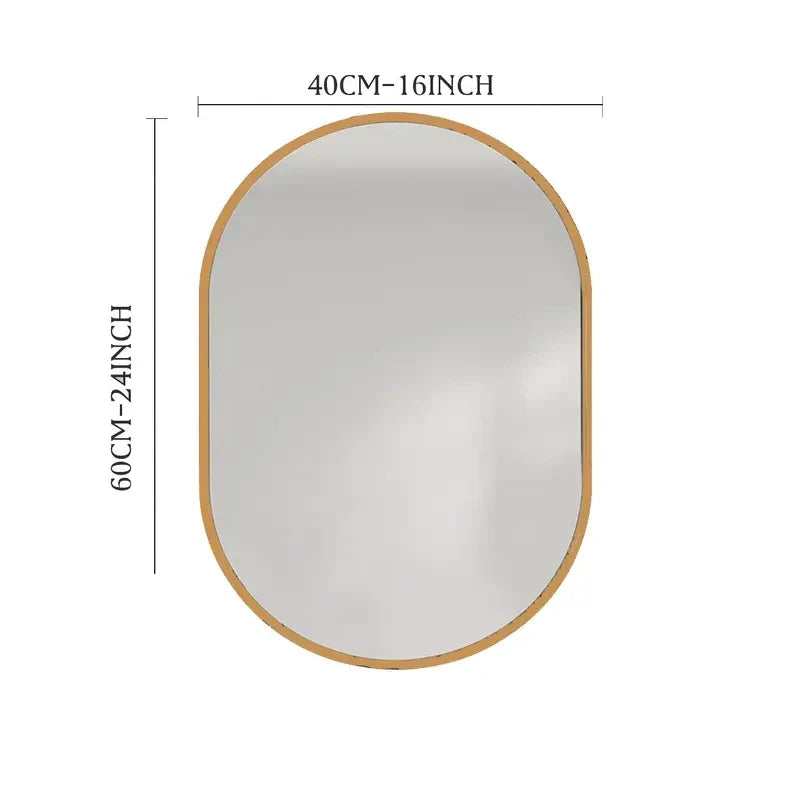 1pc 24x16inch Oval Bathroom Mirror, Wall Mounted Pill Shaped Mirror Hanging Perfect Modern Decor for Bedroom Bathroom Entryway L