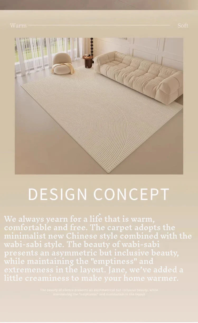 Minimalist Striped Carpet Beige Living Room Large Area Carpets Comfortable Easy To Clean Bedroom Rugs Machine Washable Rug Ковер