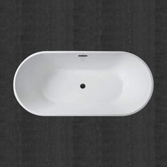 67" Acrylic Freestanding Bathtub Contemporary Soaking White Tub with Matte Black Overflow and Drain Easy clean, easy maintenance