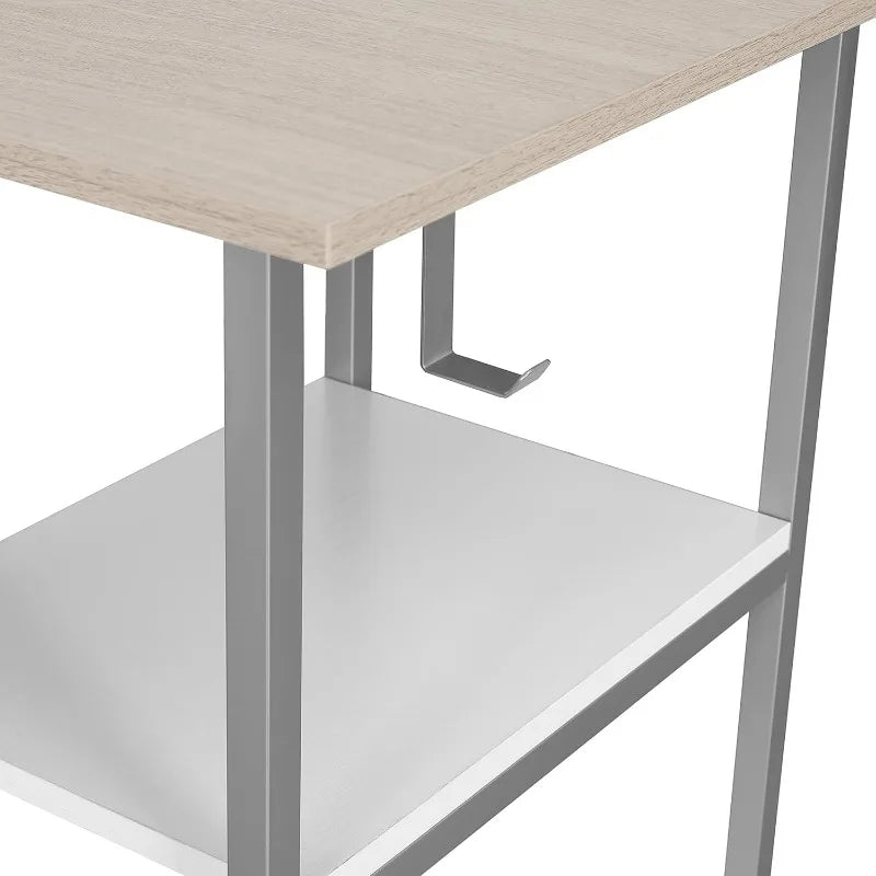 L Shaped Desk - Two-Toned Computer Desk with Drawers & Storage Shelves - Simple Modern Furniture & Home Office Space Corner Tabl