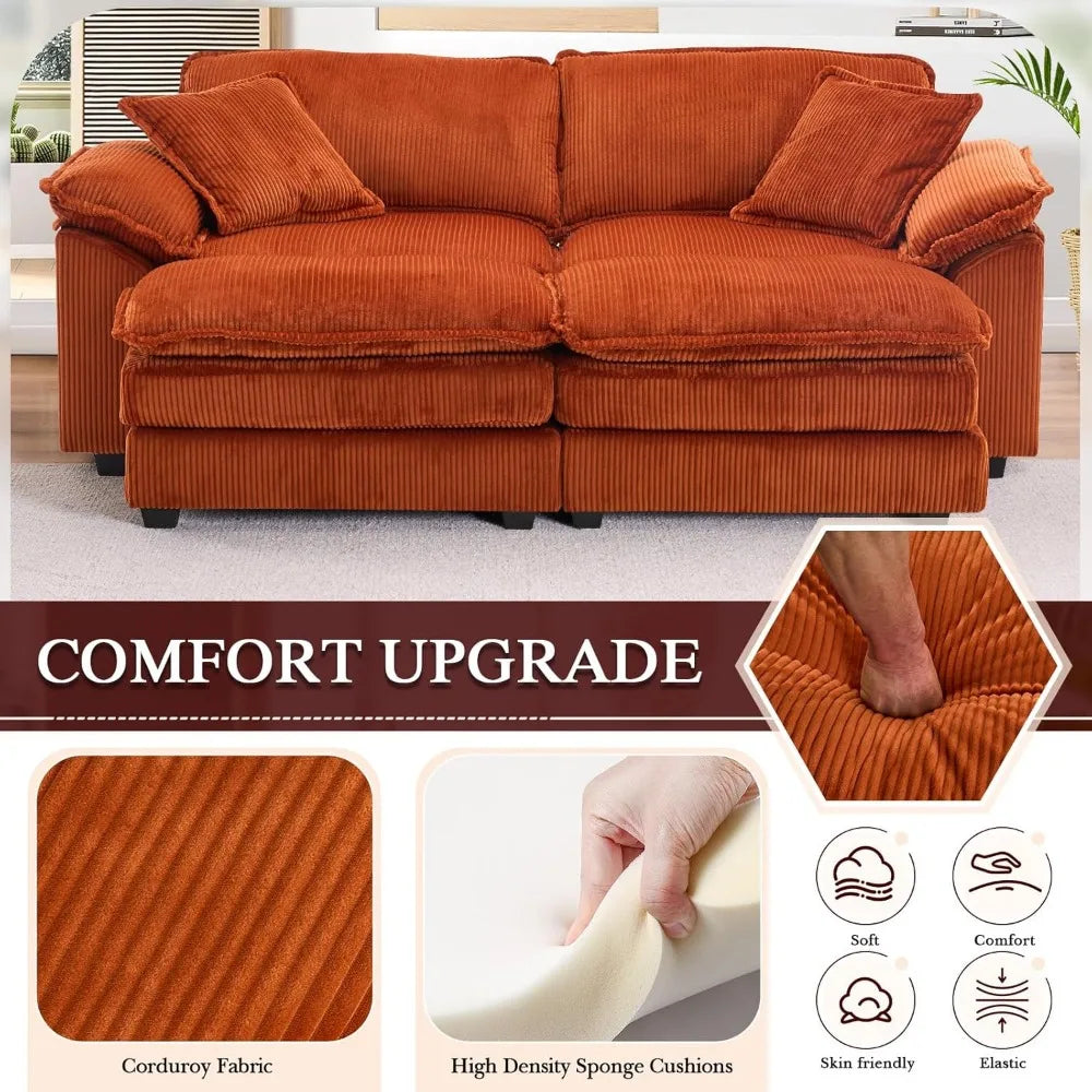 84.6" Sectional Sofa Couch for Living Room,Modern Upholstered Corduroy L Shaped Couch with Chaise,Comfy Deep Seat Loveseat Sofa