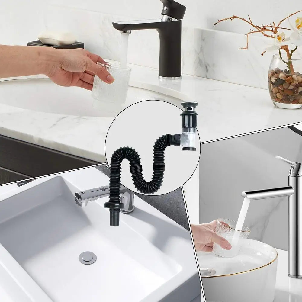 Sink Drain Pipe Silent Anti-Odor Downpipe Sink Drain Pipe Tube Down Tube Rustproof Bathroom Sink Drain Pipe For Bathrooms RVs