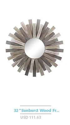 Luxury Round Decorative Wall Mirror Bedroom Livingroom Hallway Gorgeous Mosaic Design HD Silver Mirror Easy to Mount 31.5'' x