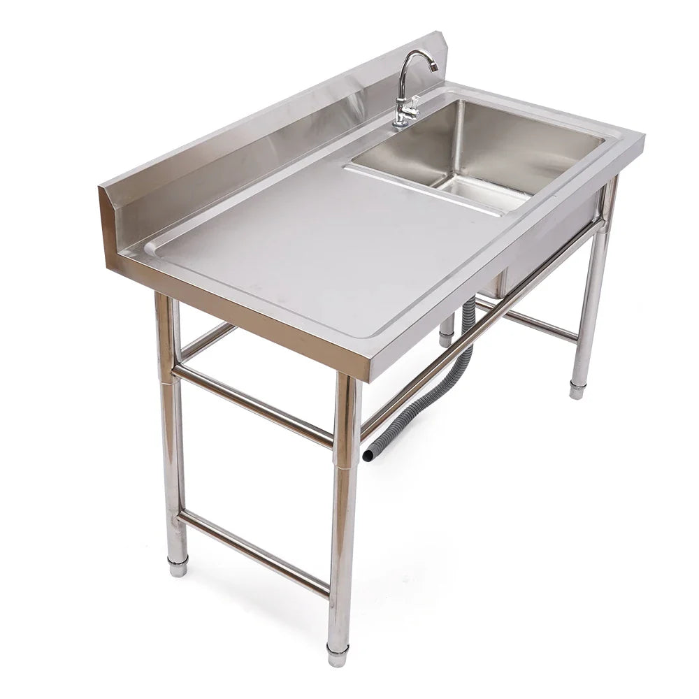 2 Compartment Stainless Steel Commercial Kitchen Sink Restaurant Utility Sink Dish Washing Disinfection Pool with Standing Rack