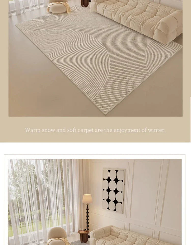 Minimalist Striped Carpet Beige Living Room Large Area Carpets Comfortable Easy To Clean Bedroom Rugs Machine Washable Rug Ковер