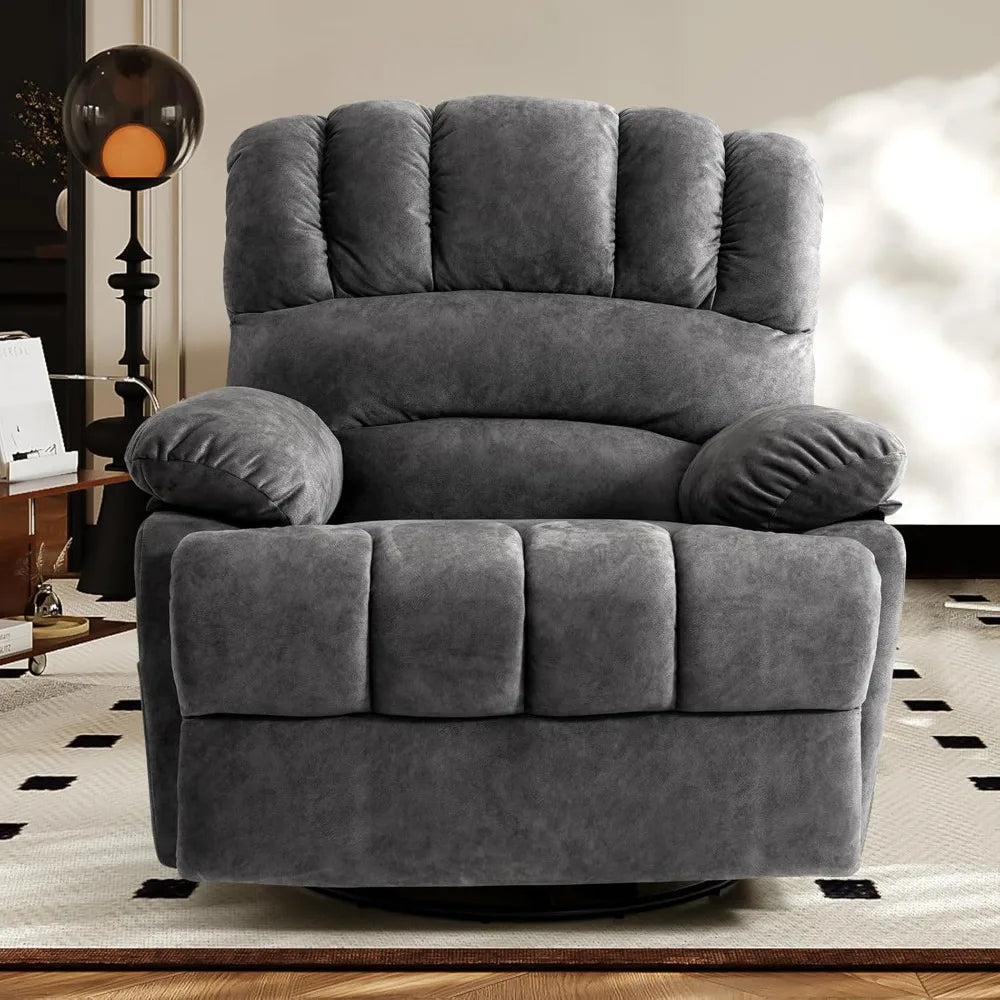 Oversized Swivel Rocker Recliner Chair, Glider Rocker Recliner, Lazy Recliner Chair with High Back, for Living Room (Dark Gray)