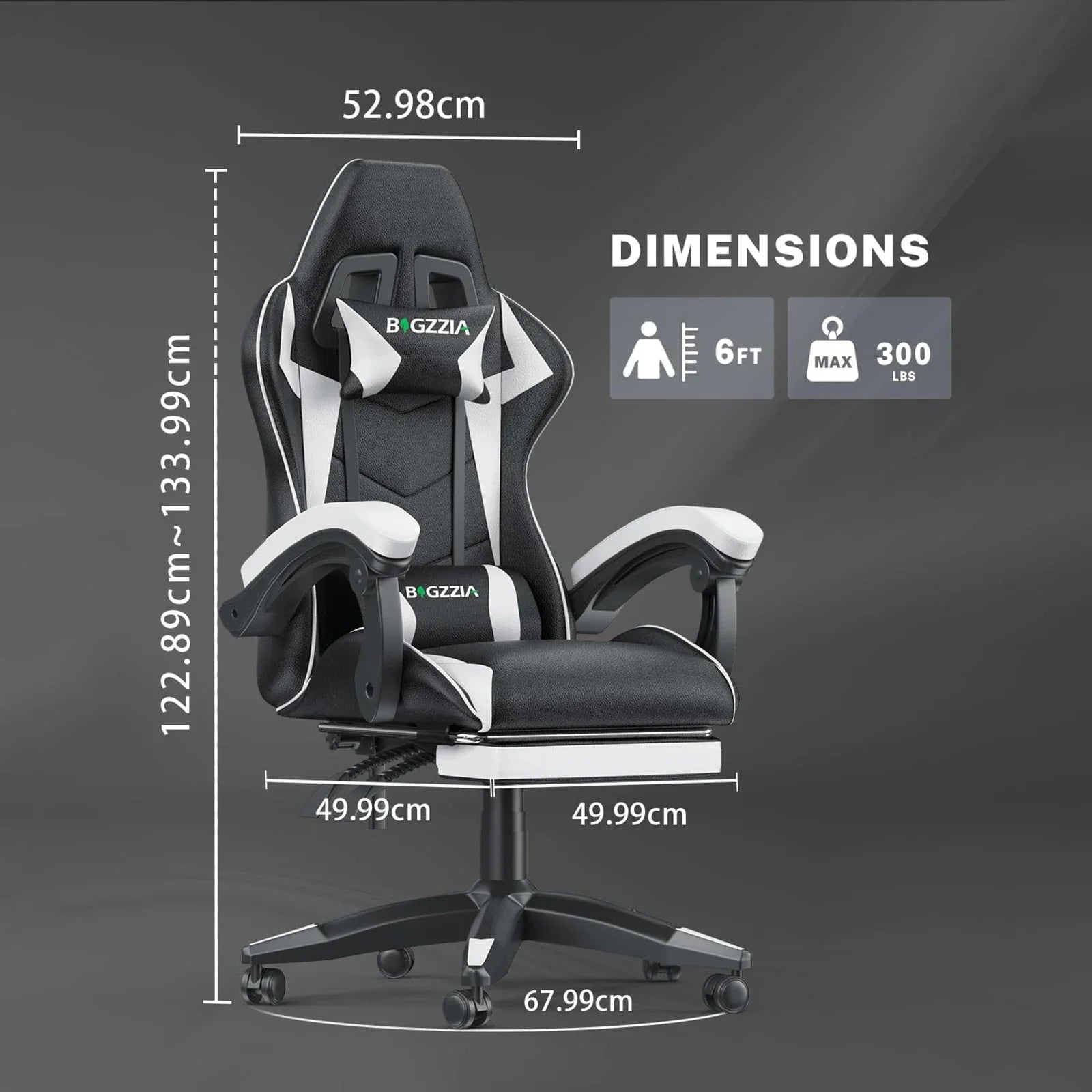 Gaming Chair with Footrest Gamer Chairs Ergonomic with Lumbar Cushion Headrest Gaming Chair Height Adjustable Computer Chair