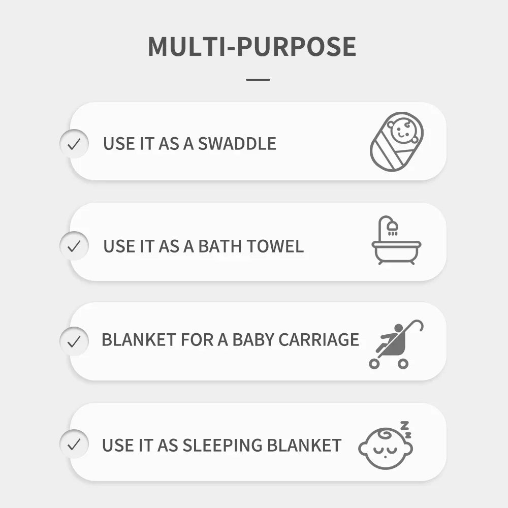 Happyflute 120*110cm Soft Muslin Bamboo Cotton Baby Wrap Animal Pattern Travel Newborn Multi-function Swaddle Sleeping Blanket