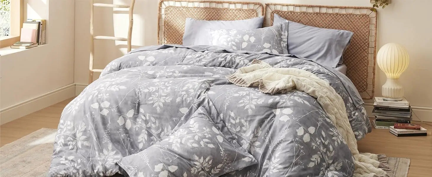 Bedsure Comforter Set - 7 Pieces Floral Bedding Sets with Reversible Botanical Flowers Comforter, Sheets, Pillowcases & Shams