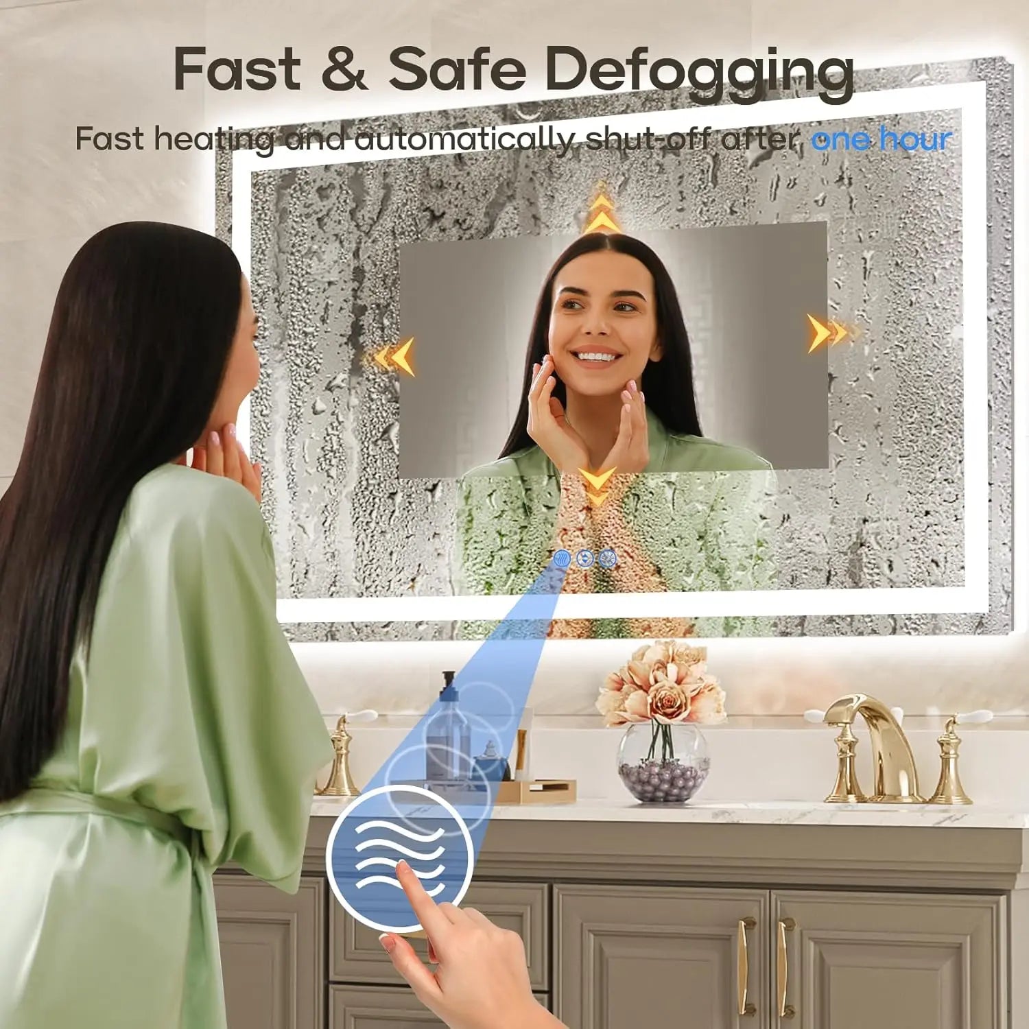 60x36 Inch Modern LED Bathroom Mirror - Smart Backlit Vanity Mirror with Anti-Fog, Dimmable Lights, Wall Mounted Over Sink, 1/5