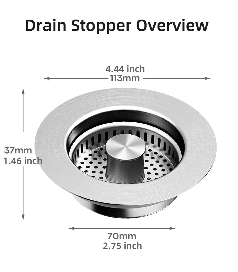 Kitchen Sink Drain Strainer Stainless Steel Pop Up Sink Stopper Anti-Clogging Sink Food Catcher Basket Odor Filter Sink Plug