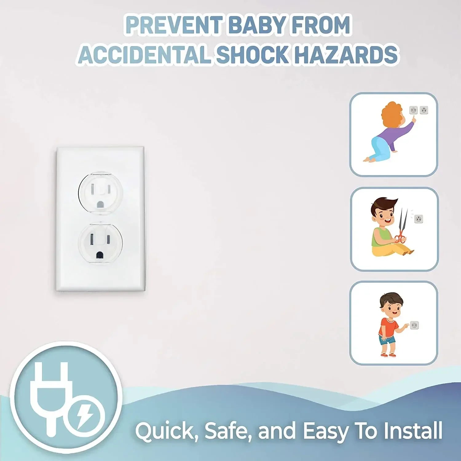 10pcs Outlet Covers Baby Proofing Safety -Child Secure Electric Plug Protectors With Hidden For Kids Toddler Protection