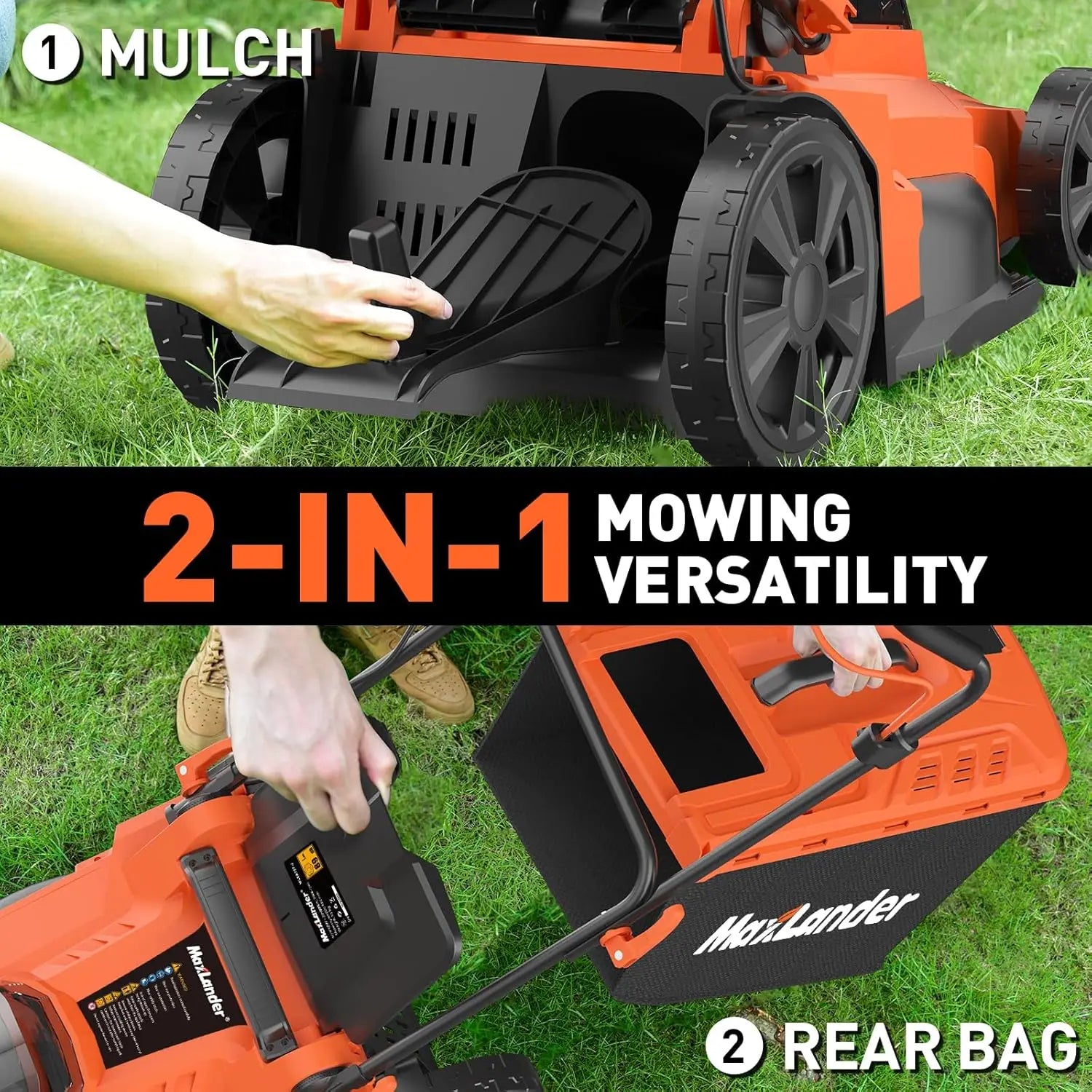 Lawn Mower, 17Inch Electric Lawn Mower Cordless, 40V 2-in-1 Battery Powered Lawn Mower with Brushless Motor, 6-Position Height A