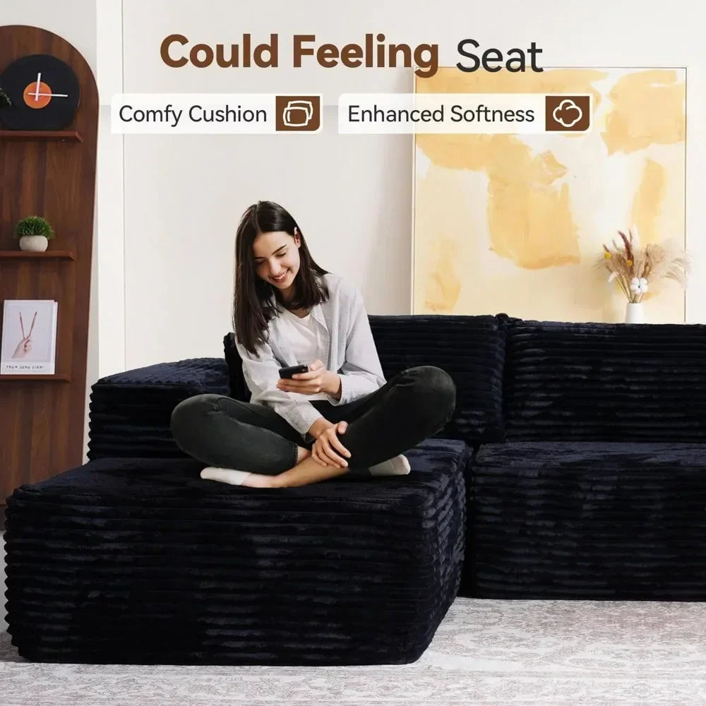 Cloud Sectional Couch with Comfy Chaise,Minimalist Modular Couches Sleeper for Living Room Bedroom Apartment Lounge