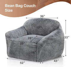 Giant Bean Bag Bag Sofa Chair with Armrests, Bean Bag Couch Stuffed High-Density Foam, Plush Lazy Sofa Comfy