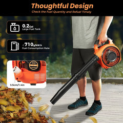 2-Stroke Handheld Leaf Blower, 25.4cc Gasoline Grass Sweeper Handheld Petrol Blower Powerful Clearing Blower